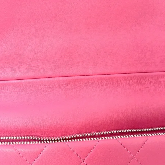 Chanel Pink Quilted Lambskin Fold Over Clutch - Picture 13 of 14